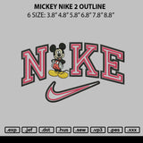 Mickey Nike 2 Outline Embroidery File 6 sizes