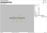 Mileto Text Embroidery File 6 sizes