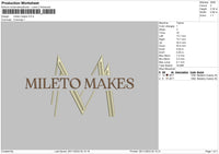 Mileto Text Embroidery File 6 sizes