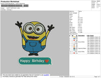 minion happy birthday  Embroidery