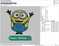 minion happy birthday  Embroidery