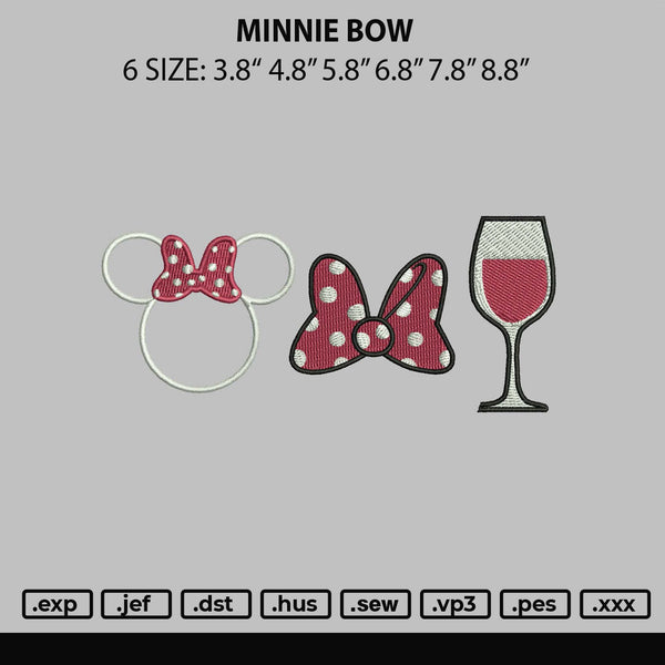 Minnie Bow Emboidery File 6 sizes