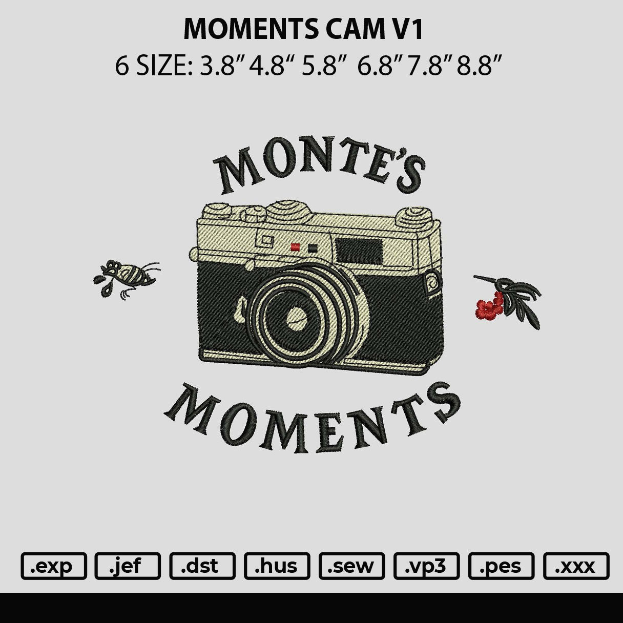 Moments Cam Embroidery File 6 sizes – embrostudio