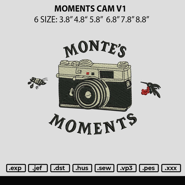 Moments Cam Embroidery File 6 sizes