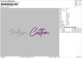 Cotton Text Embroidery File 6 sizes