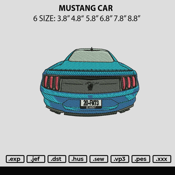 Mustang Car Embroidery File 6 sizes