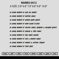 Names 0412 Embroidery File 6 sizes