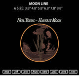 Moon Line Embroidery File 6 sizes