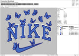 Nike 2 Outlines Fill Butterflies Embroidery File 6 sizes