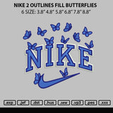 Nike 2 Outlines Fill Butterflies Embroidery File 6 sizes