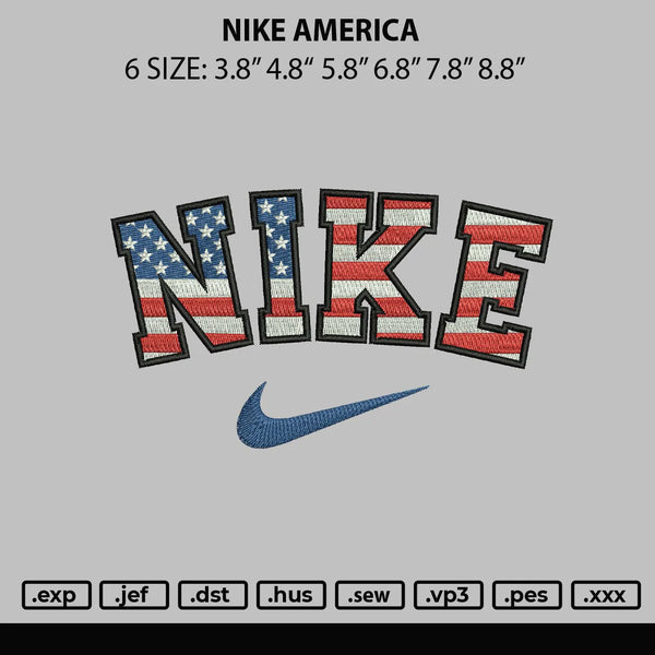 Nike America Embroidery File 6 Sizes