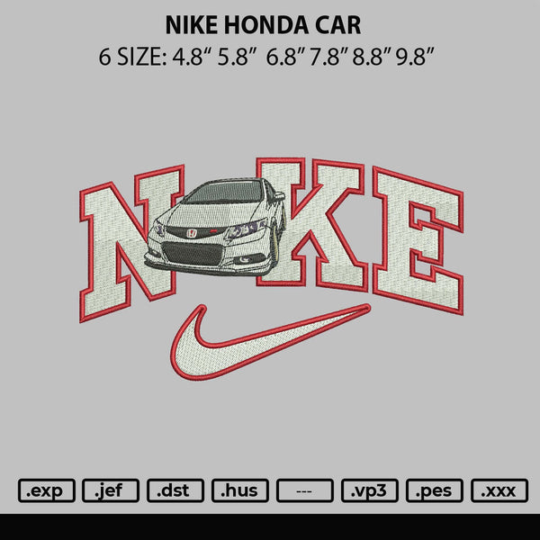 Nike Honda Car Embroidery File 6 sizes