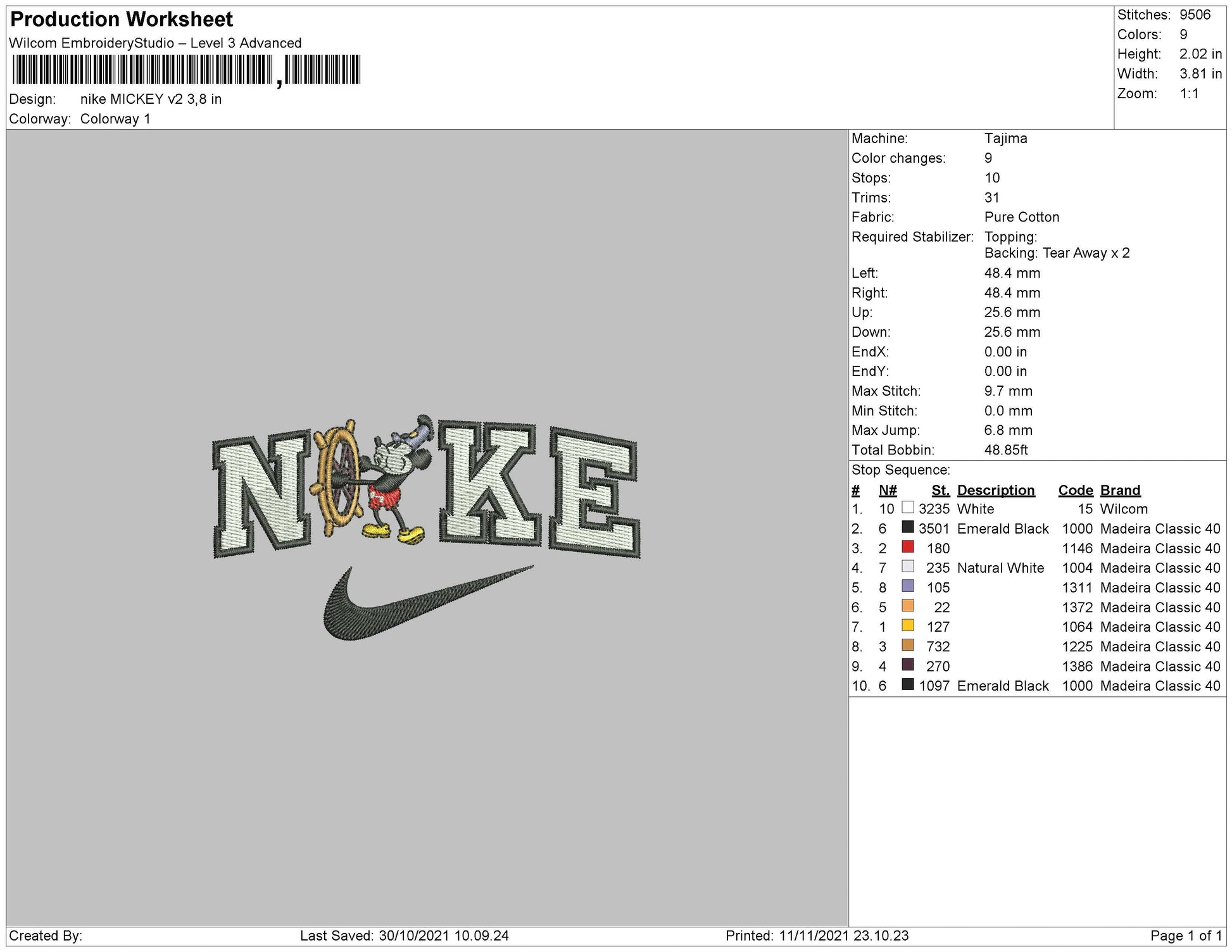 Nike Mickey V2 Embroidery – embrostudio