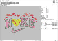 Nike softball Embroidery File 6 sizes