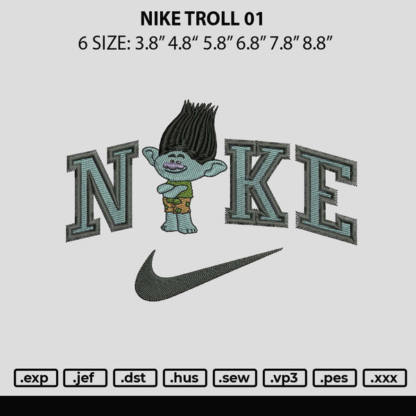 Nike Troll 01 Embroidery File 6 sizes