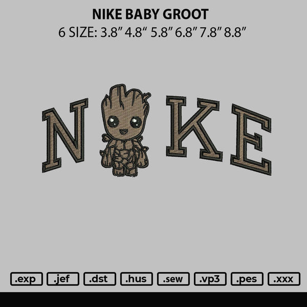 Nike Baby Groot Emboidery File 6 sizes