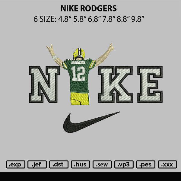 Nike Rodgers Embroidery File 6 sizes