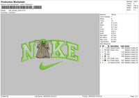 Nike Swoosh Yoda Embroidery File 6 sizes