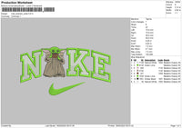 Nike Swoosh Yoda Embroidery File 6 sizes