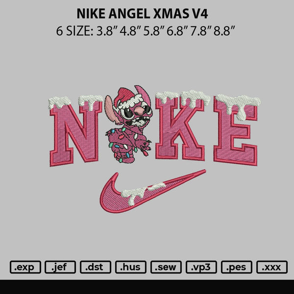 Nike Angel Xmas V4 Embroidery File 6 sizes