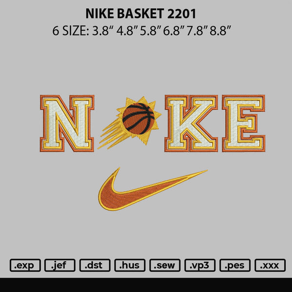 Nike Basket 2201 Embroidery File 6 sizes