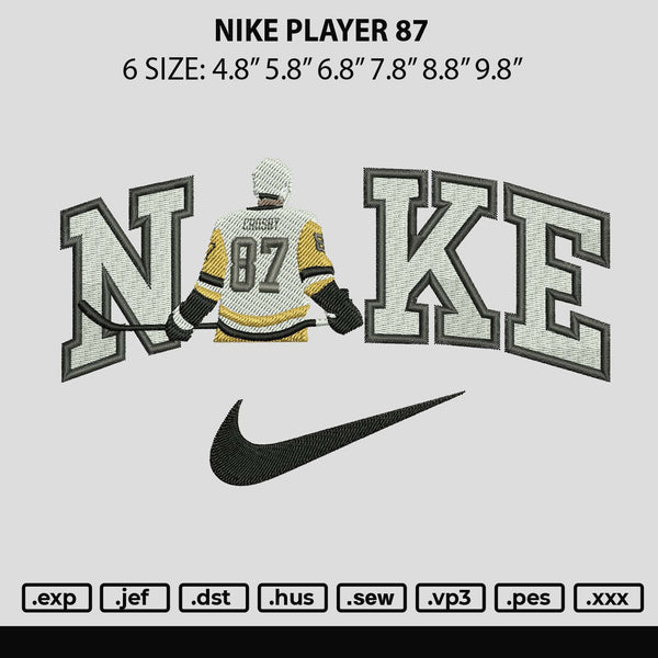 Nike Player 87 Embroidery File 6 sizes