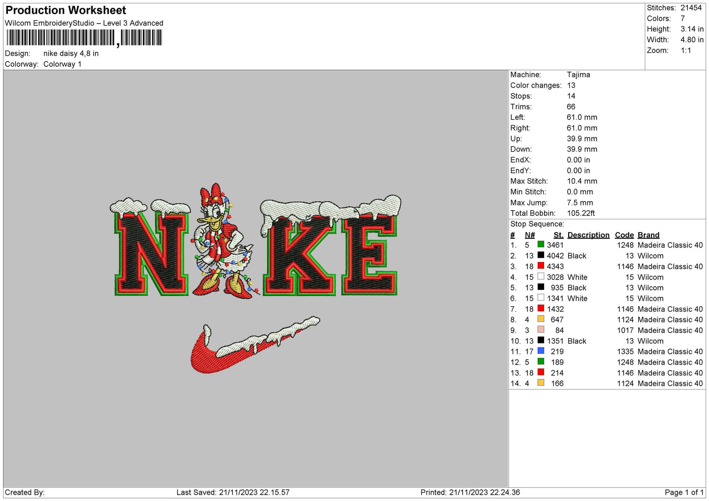 Nike Daisy Xmas Embroidery File 6 sizes – embrostudio