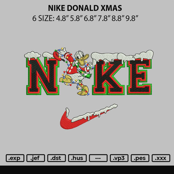 Nike Donald Xmas Embroidery File 6 sizes