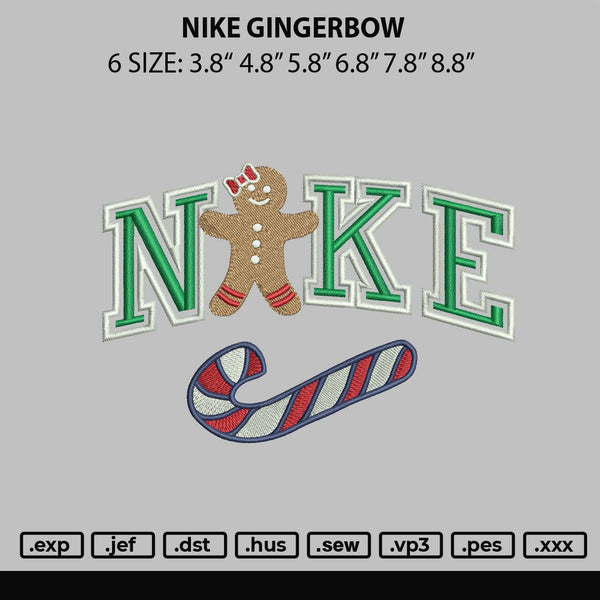 Nike Gingerbow Embroidery File 6 sizes