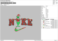 Nike Grinch V8 Embroidery File 6 sizes