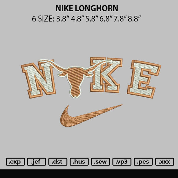 Nike Longhorn Embroidery File 6 sizes