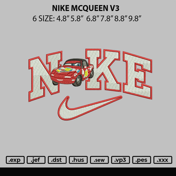 Nike McQueen V3 Embroidery File 6 sizes