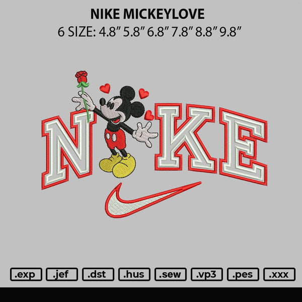 Nike Mickeylove Embroidery File 6 sizes