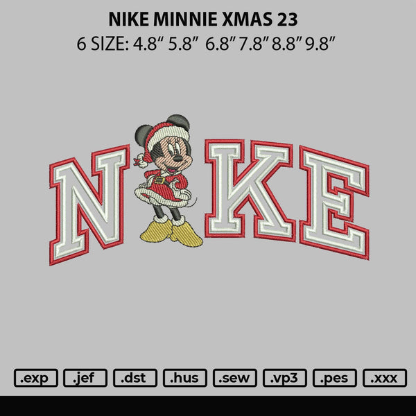 Nike Minnie Xmas 23 Embroidery File 6 sizes