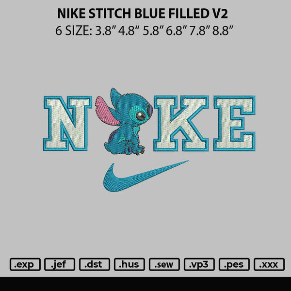 Nike Stitch Blue Filled V2 Embroidery File 6 Sizes