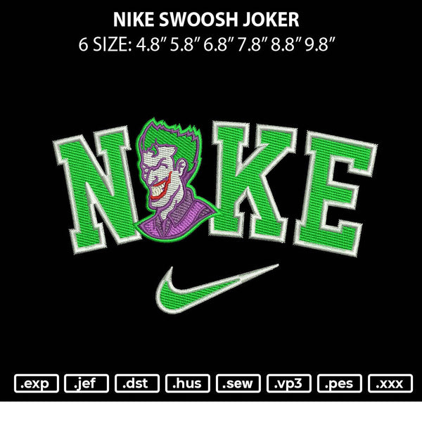 Nike Swoosh Joker Embroidery File 6 sizes