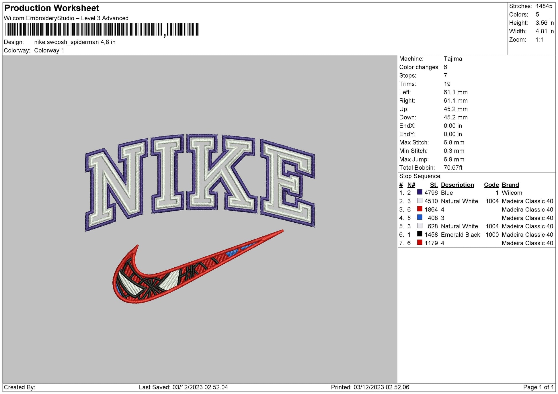 Nike Swoosh Spider Embroidery File 6 sizes – embrostudio