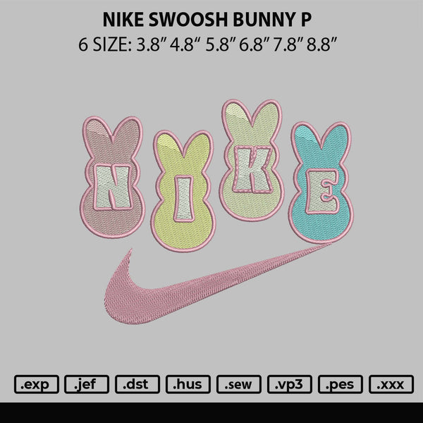 Nike Swoosh Bunny P Embroidery File 6 sizes