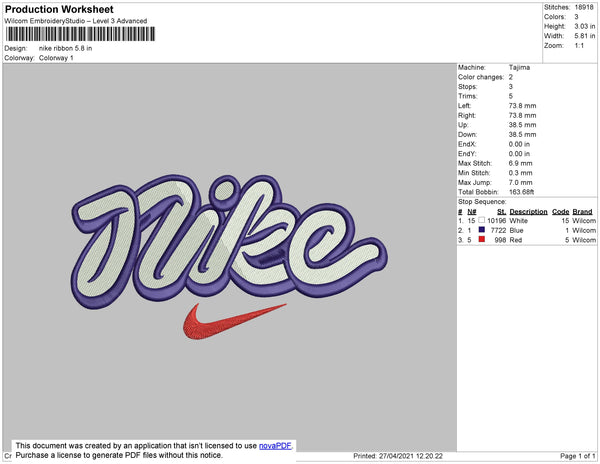 Nike Ribbon Embroidery – embrostudio