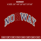 Norway Text Embroidery File 6 Sizes