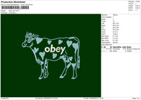 Obey Cow Embroidery File 6 sizes