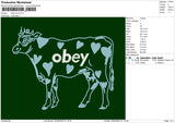 Obey Cow Embroidery File 6 sizes