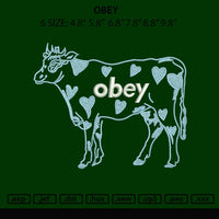 Obey Cow Embroidery File 6 sizes