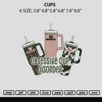 Cups Embroidery File 6 sizes
