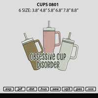 Cups 0801 Embroidery File 6 sizes