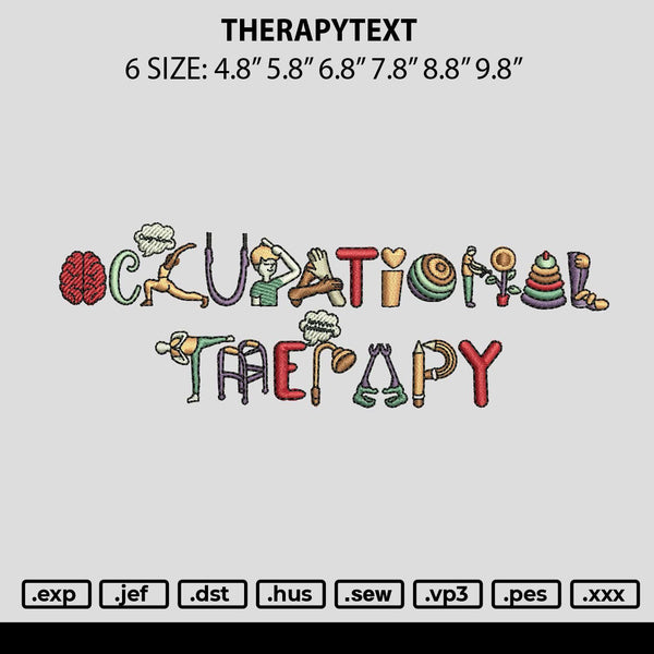 Therapytext Embroidery File 6 sizes