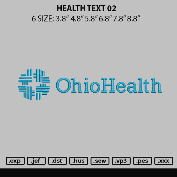 Health Text 02 Embroidery File 6 sizes