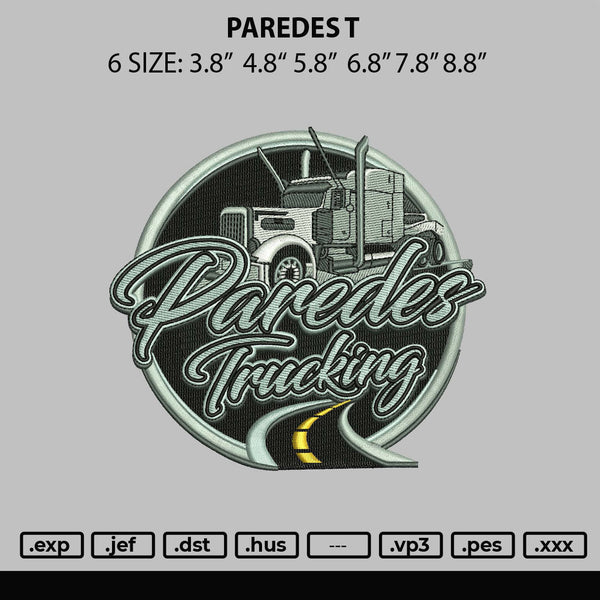 Paredes T Embroidery File 6 sizes