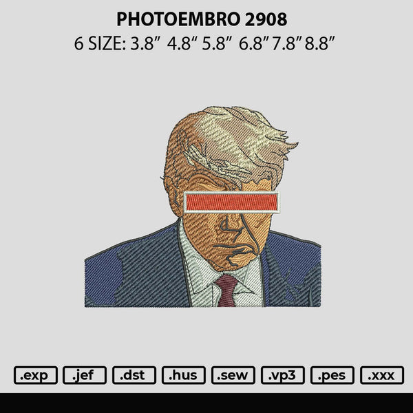 Donald Trump Photoembro 2908 Embroidery File 6 sizes