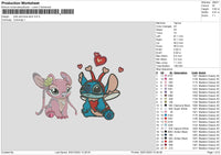 Pink Blue Stitch Embroidery File 6 sizes